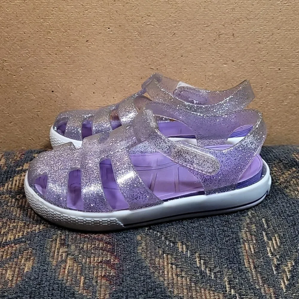 Wonder Nation Girls Purple Glitter Jelly Sandals  Size 9